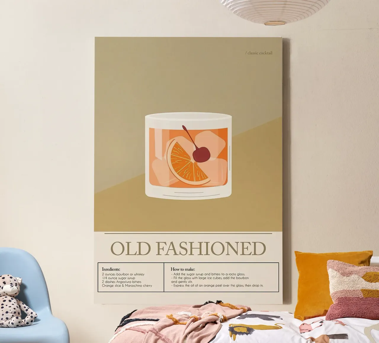 Ouderwetse cocktail canvas met Baklijst van Mildred Store