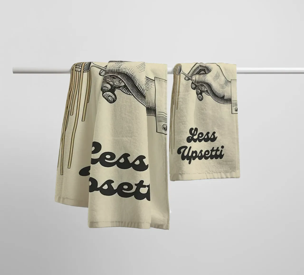 More Spaghetti Less Upsetti asciugamano da bagno da Mildred Store