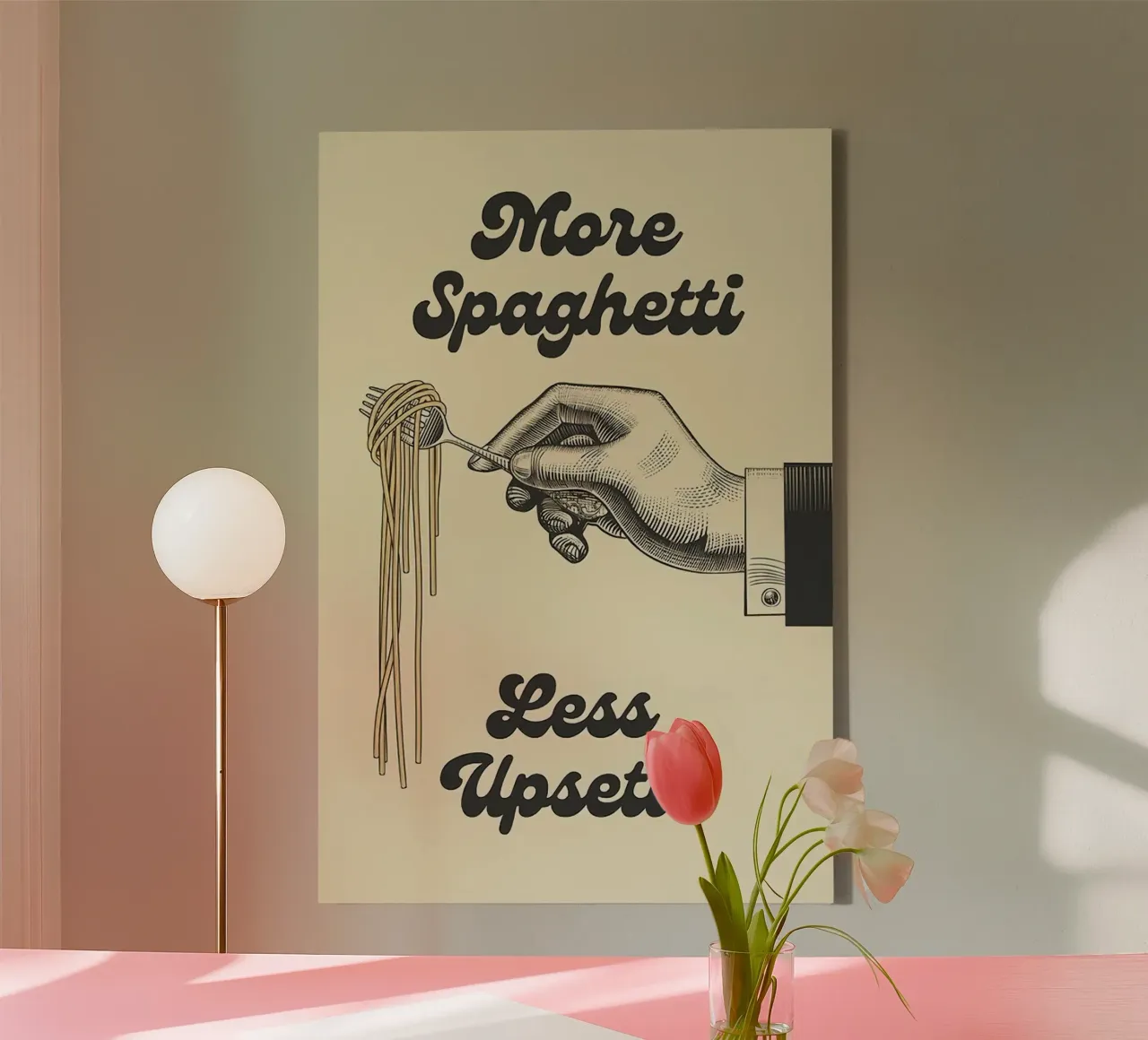 More Spaghetti Less Upsetti tela con Cornice a cassetta da Mildred Store