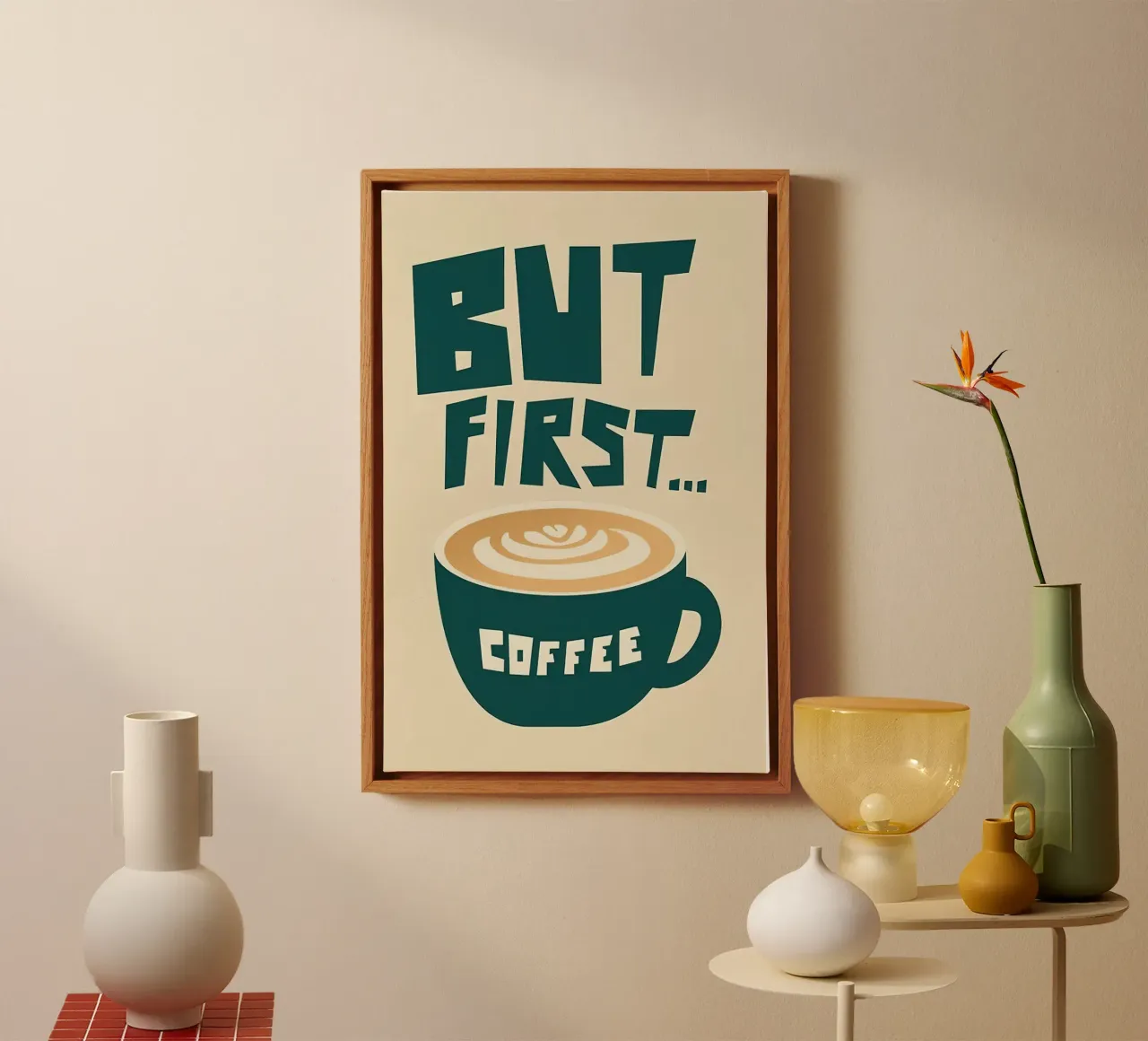 Maar eerst...Koffie canvas met Baklijst van Mildred Store