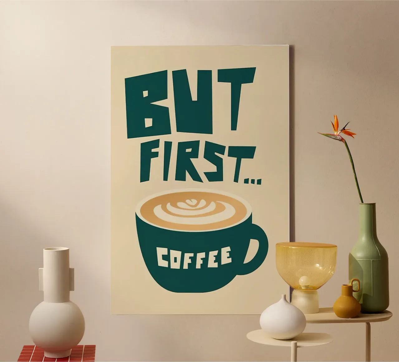 Maar eerst...Koffie canvas met Baklijst van Mildred Store