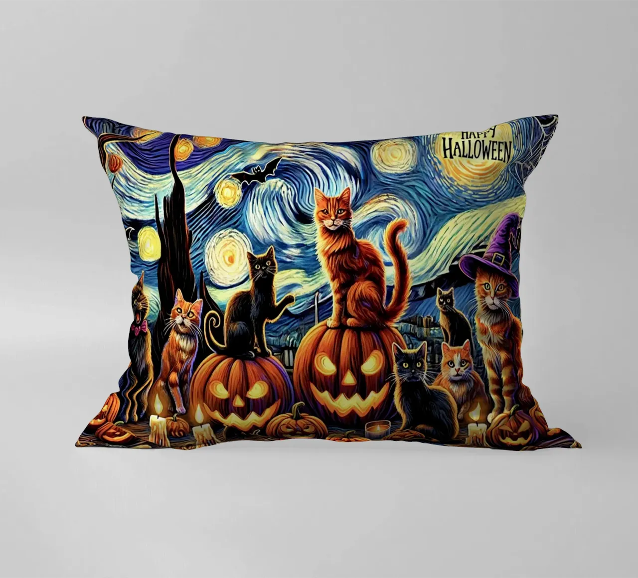 Happy Halloween Kitty Cat Edition cuscino da Vintage Van Gogh