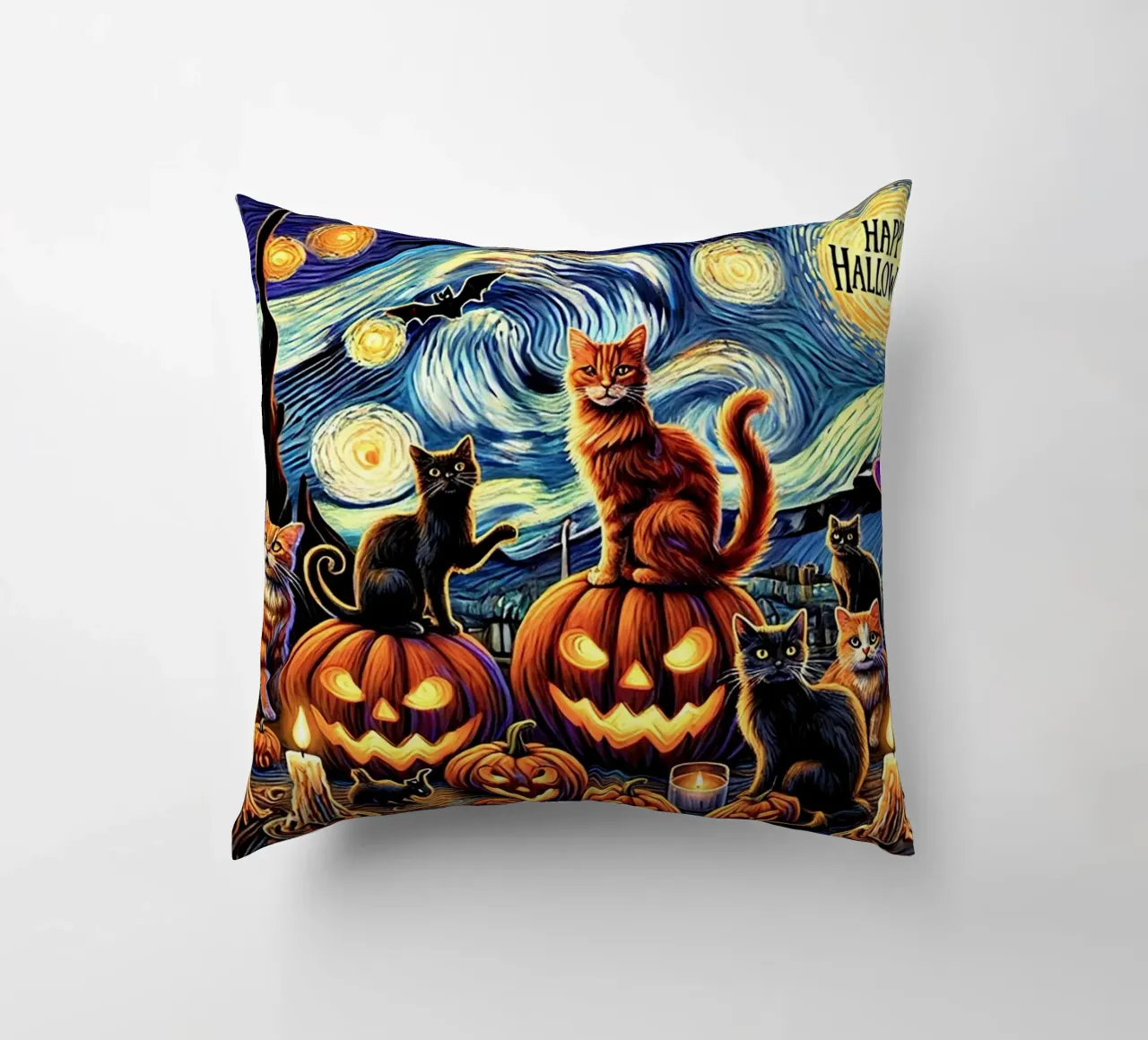 Happy Halloween Kitty Cat Edition cuscino da Vintage Van Gogh