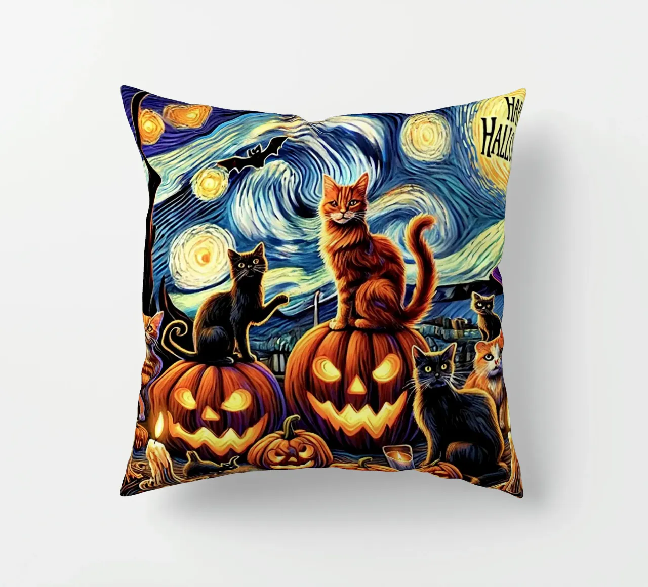 Happy Halloween Kitty Cat Edition cuscino da Vintage Van Gogh