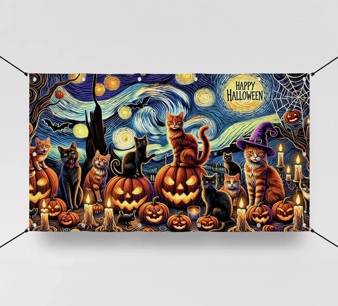 Happy Halloween Kitty Cat Edition telo in pvc da Vintage Van Gogh