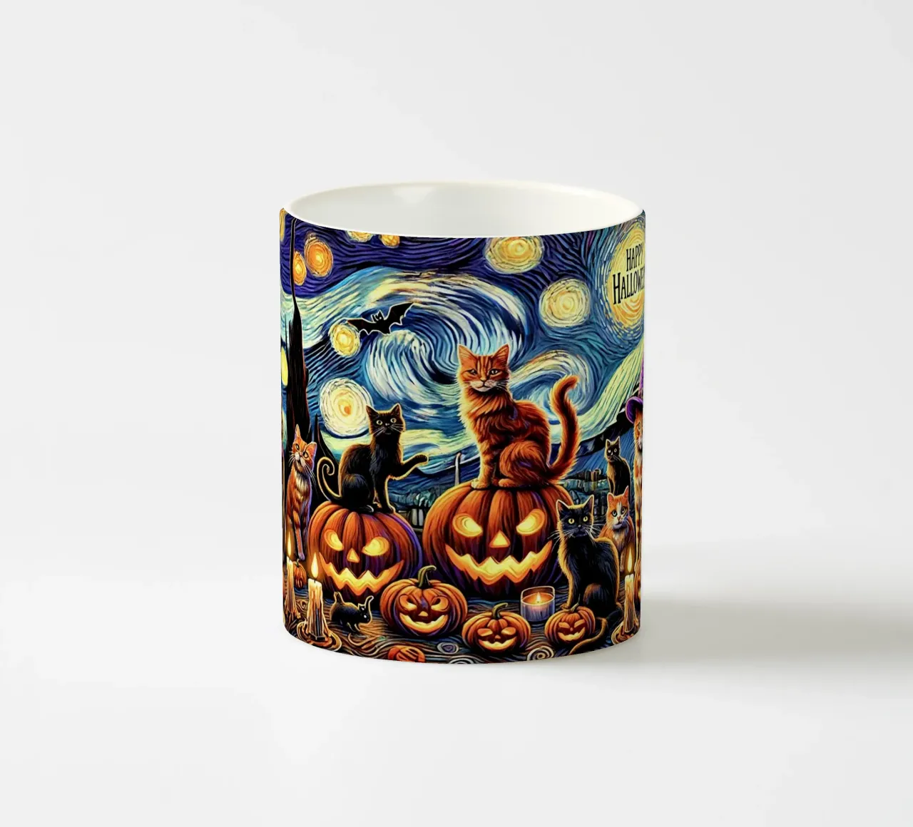 Happy Halloween Kitty Cat Edition tazza in ceramica da Vintage Van Gogh