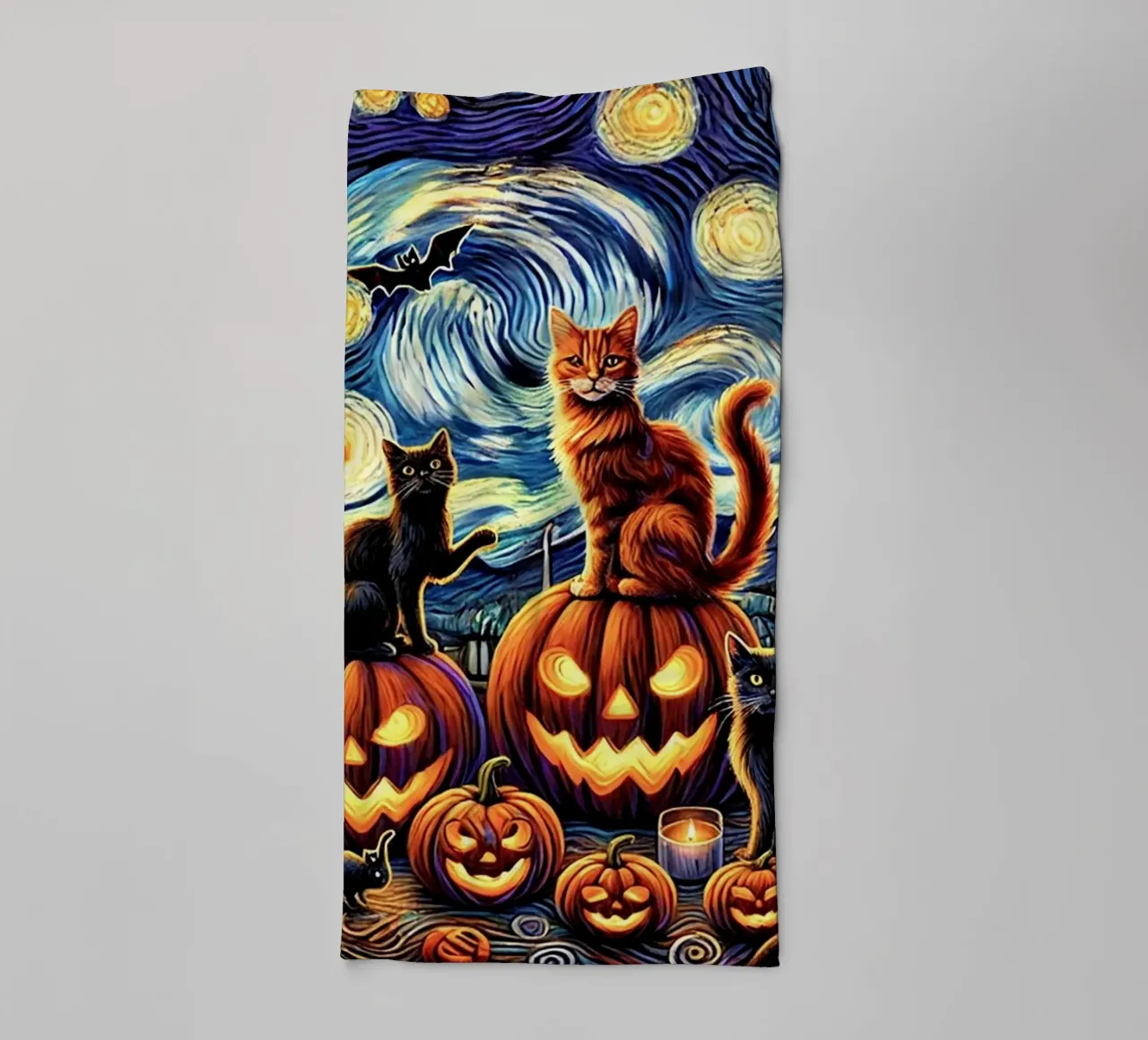 Happy Halloween Kitty Cat Edition asciugamano da bagno da Vintage Van Gogh