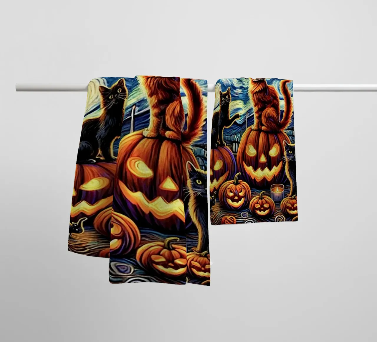 Happy Halloween Kitty Cat Edition asciugamano da bagno da Vintage Van Gogh