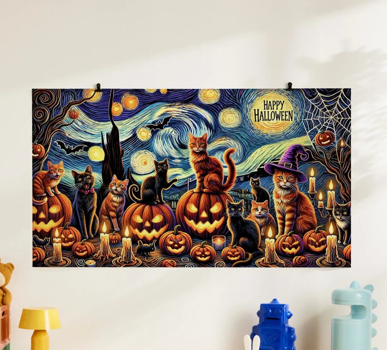 Happy Halloween Kitty Cat Edition carta hahnemühle da Vintage Van Gogh