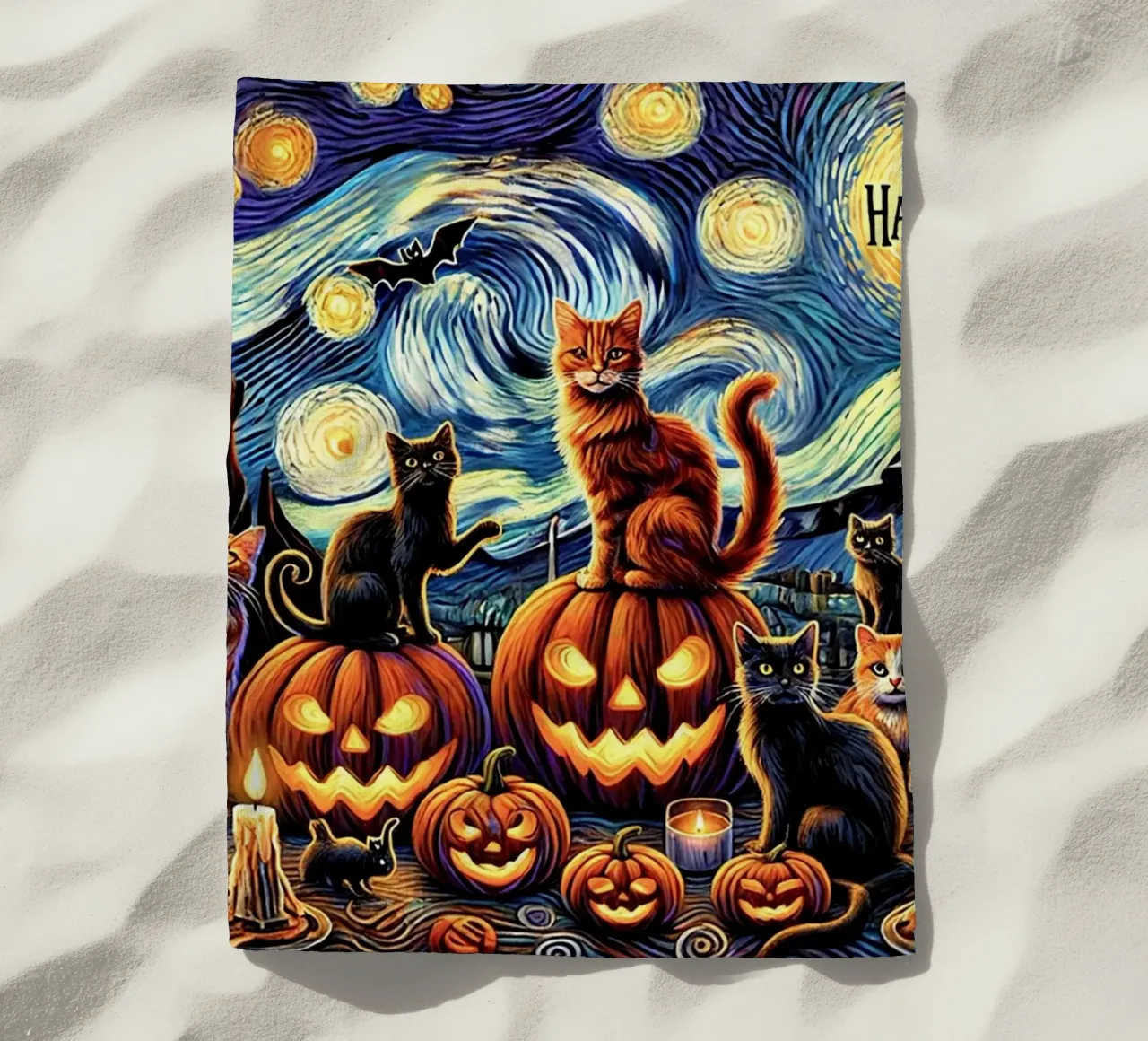 Happy Halloween Kitty Cat Edition telo mare da Vintage Van Gogh