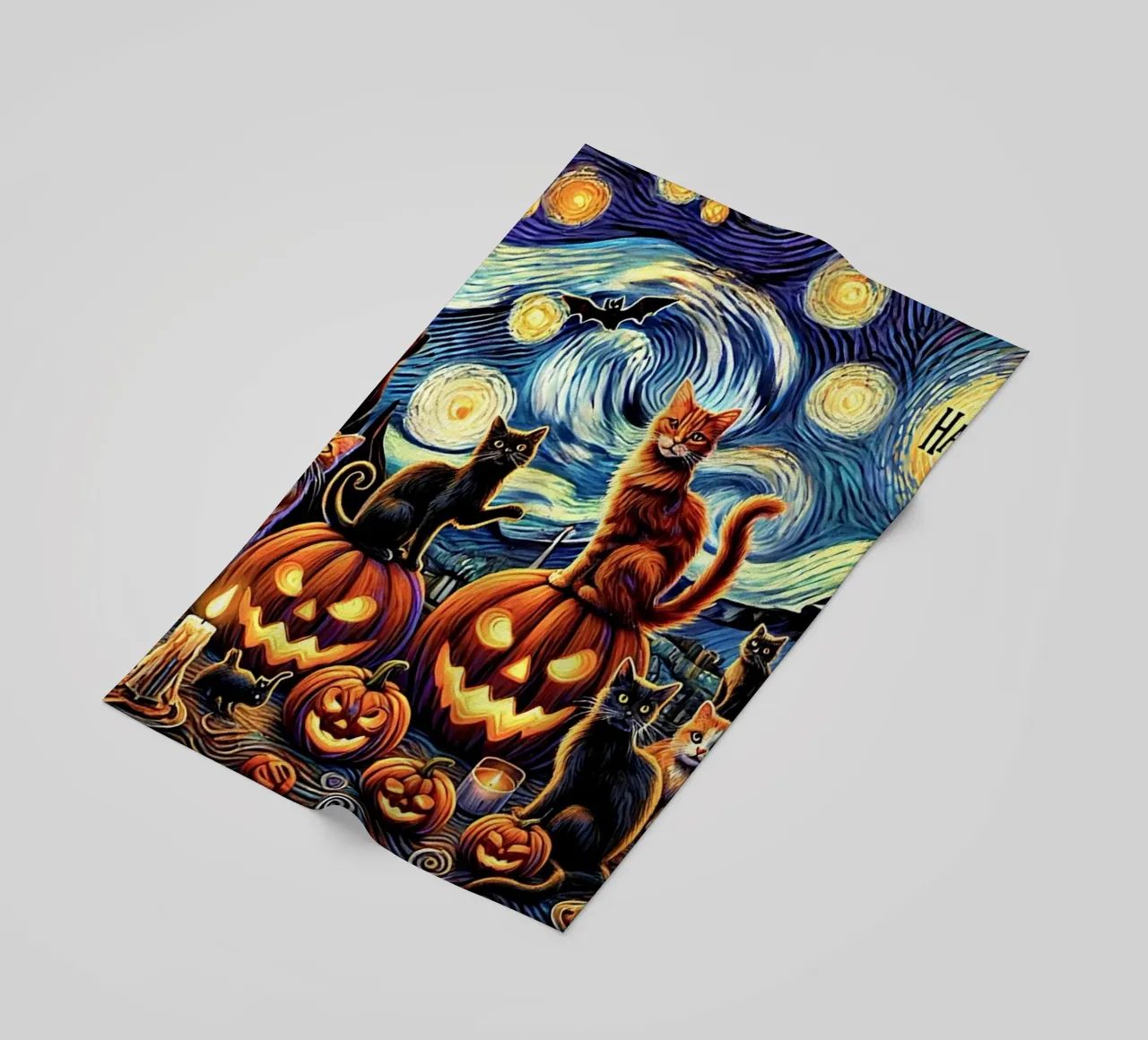 Happy Halloween Kitty Cat Edition telo mare da Vintage Van Gogh