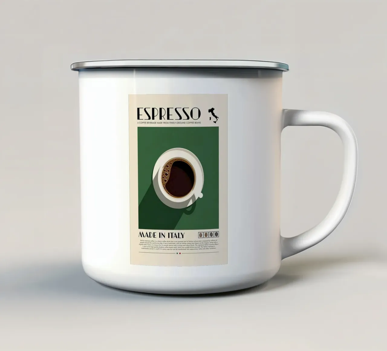 Espresso Made In Italy tazza in smalto da Mildred Store