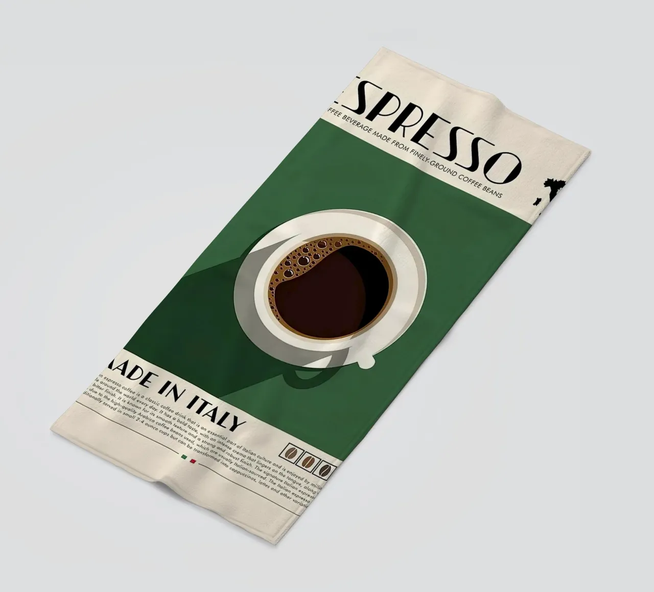 Espresso Made In Italy telo mare da Mildred Store