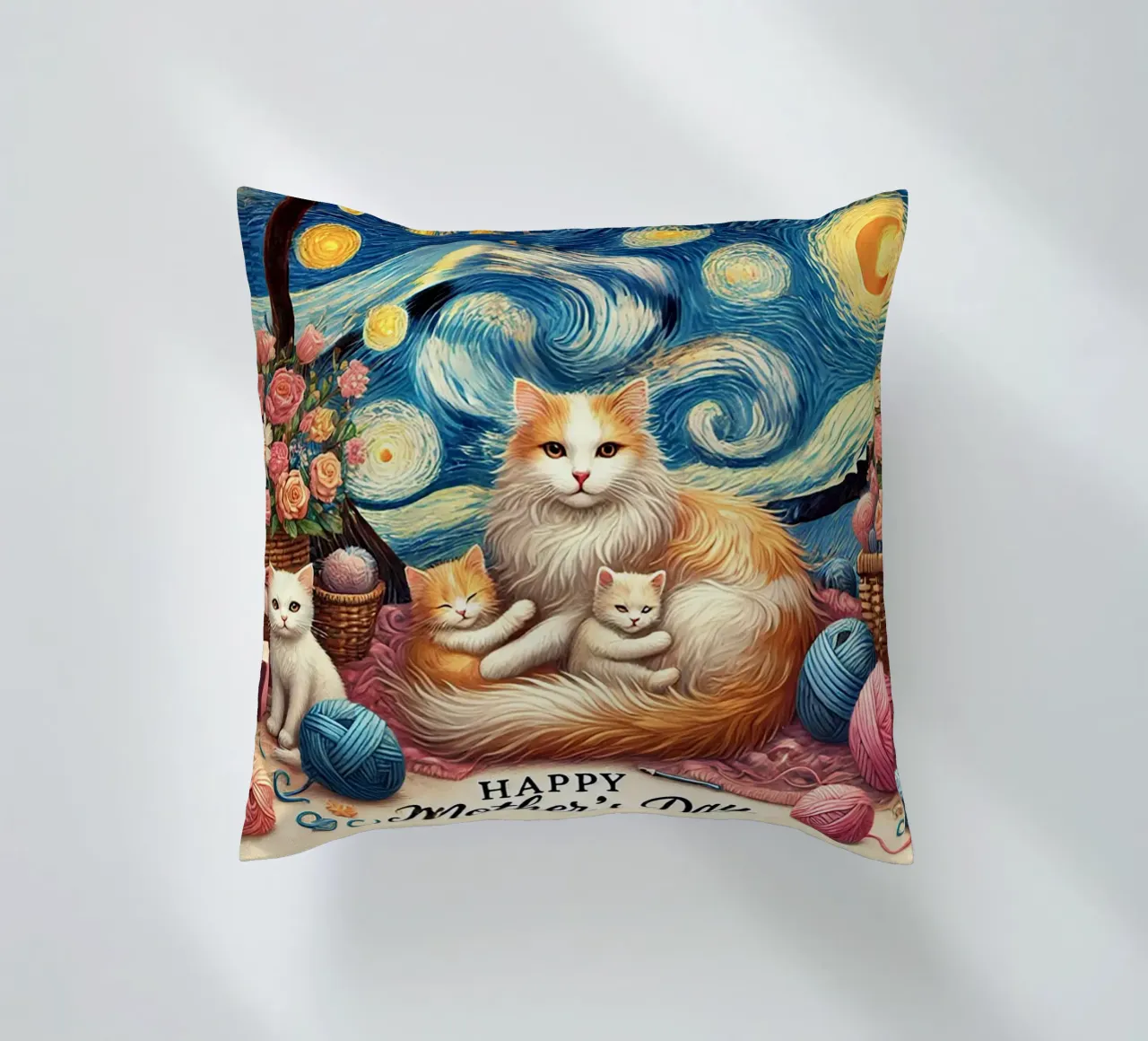 Happy Mother´s Day Kitty Cat Edition cuscino da Vintage Van Gogh