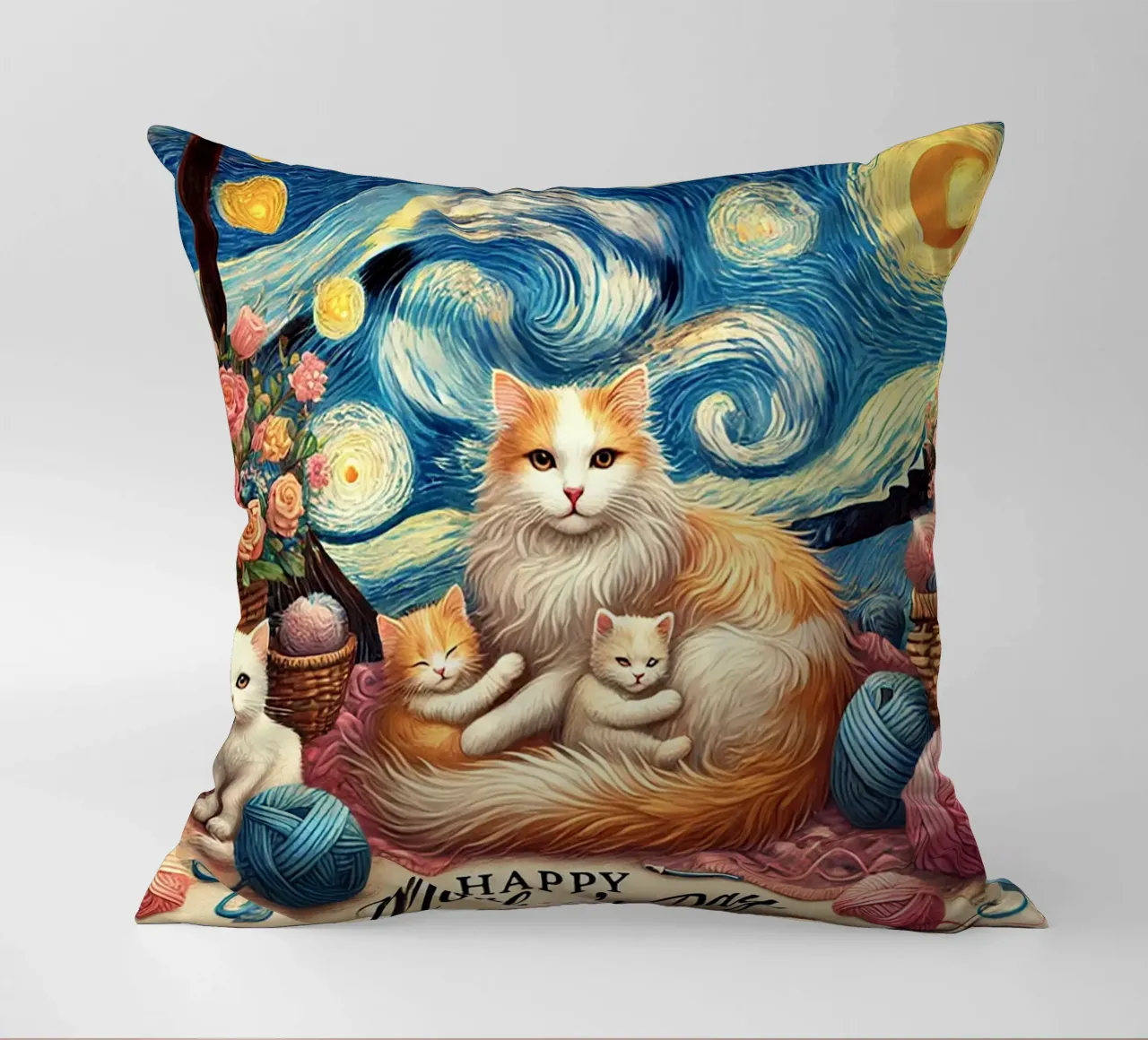Happy Mother´s Day Kitty Cat Edition cuscino da Vintage Van Gogh