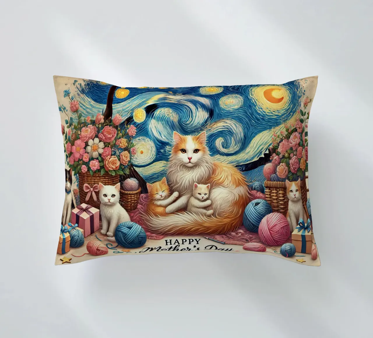 Happy Mother´s Day Kitty Cat Edition cuscino da Vintage Van Gogh