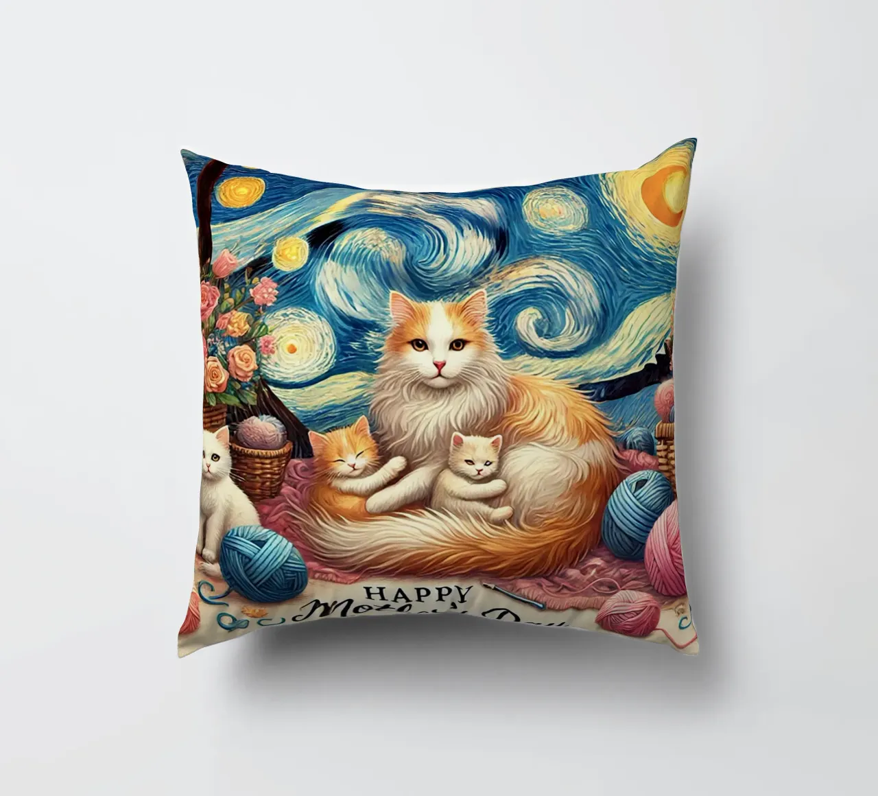 Happy Mother´s Day Kitty Cat Edition cuscino da Vintage Van Gogh