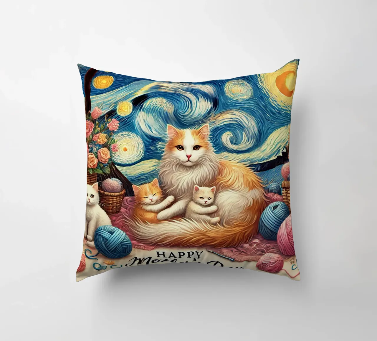 Happy Mother´s Day Kitty Cat Edition cuscino da Vintage Van Gogh