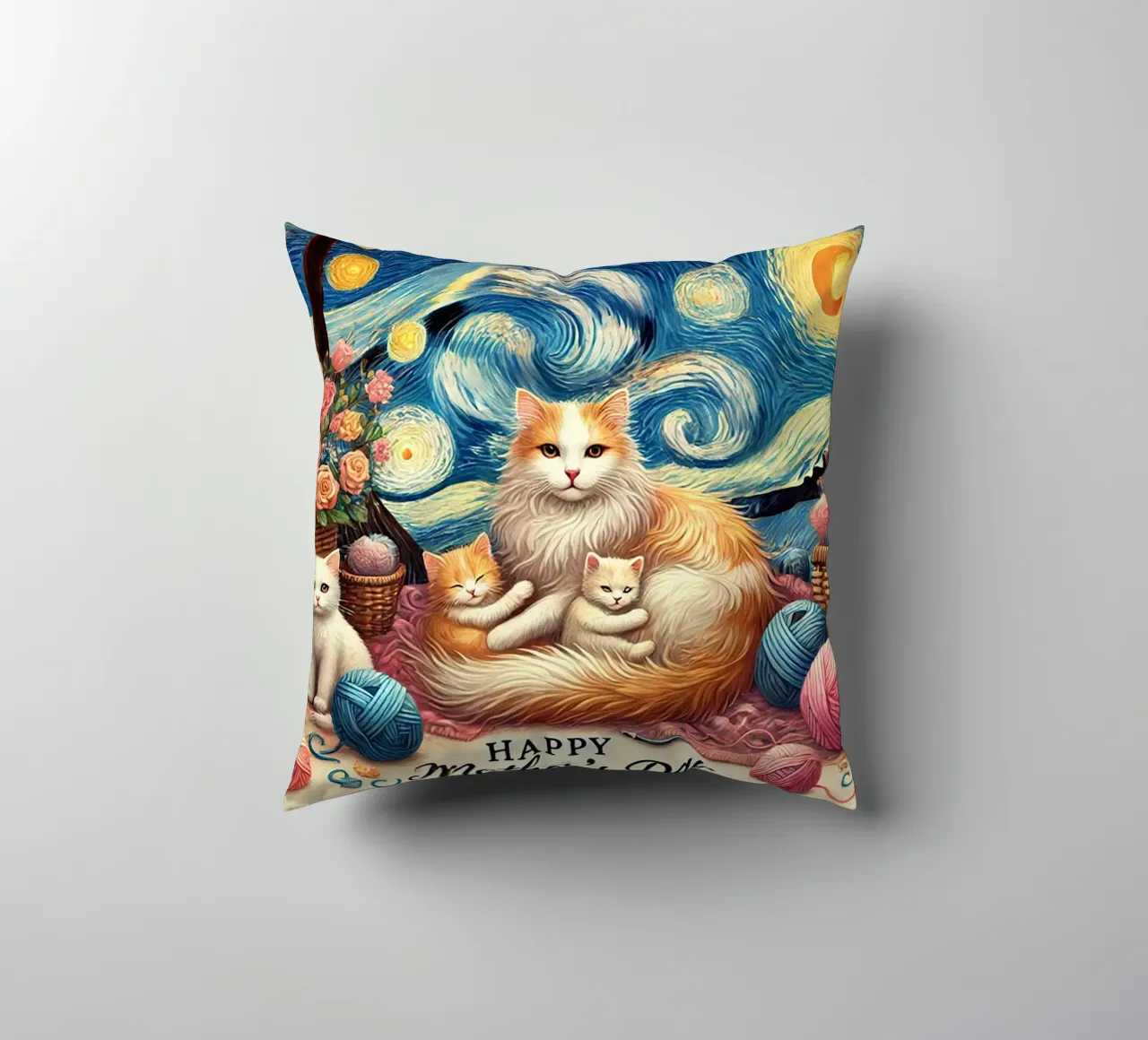 Happy Mother´s Day Kitty Cat Edition cuscino da Vintage Van Gogh