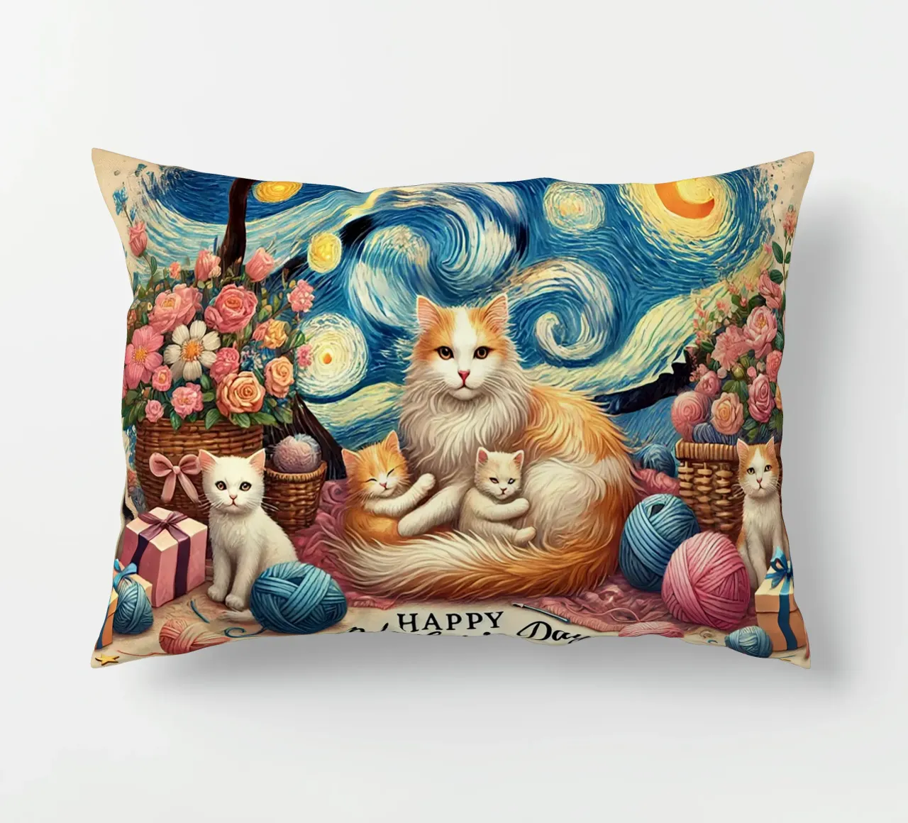 Happy Mother´s Day Kitty Cat Edition cuscino da Vintage Van Gogh