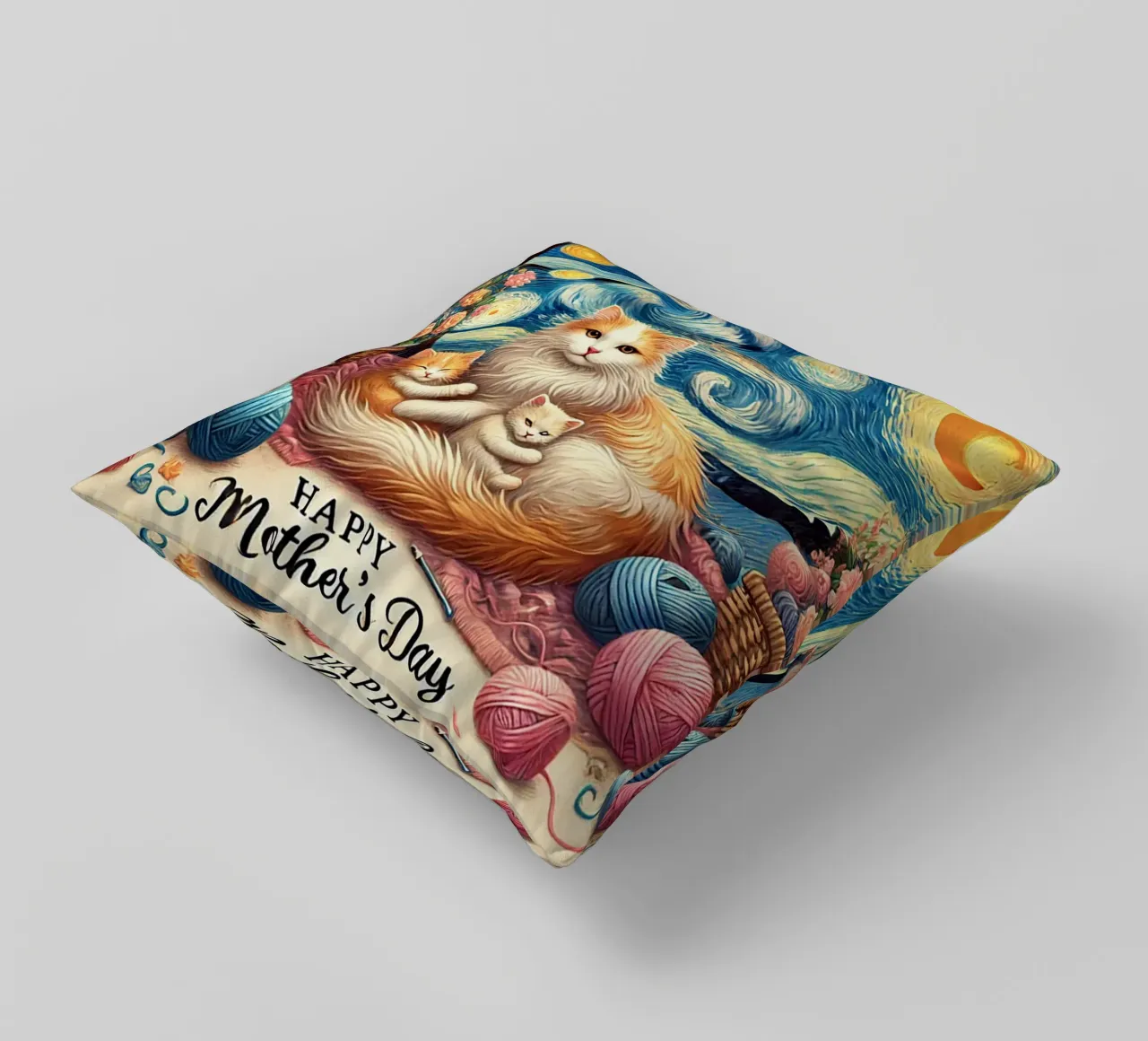 Happy Mother´s Day Kitty Cat Edition cuscino da Vintage Van Gogh