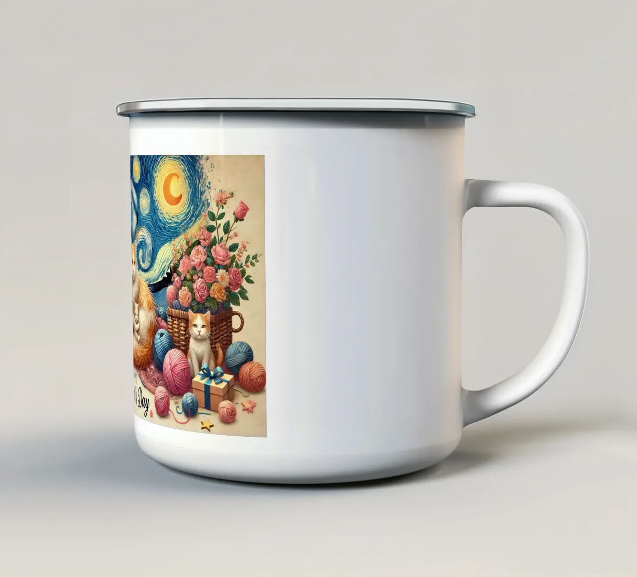 Happy Mother´s Day Kitty Cat Edition tazza in smalto da Vintage Van Gogh