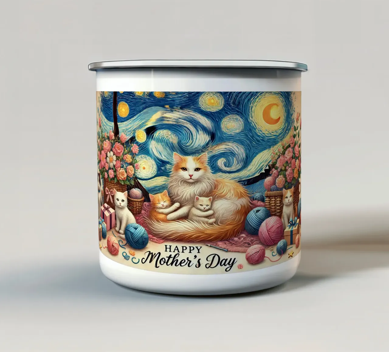 Happy Mother´s Day Kitty Cat Edition tazza in smalto da Vintage Van Gogh