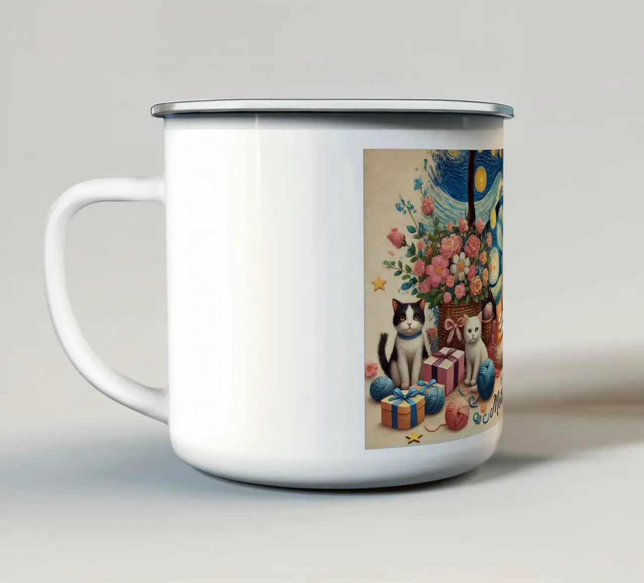 Happy Mother´s Day Kitty Cat Edition tazza in smalto da Vintage Van Gogh