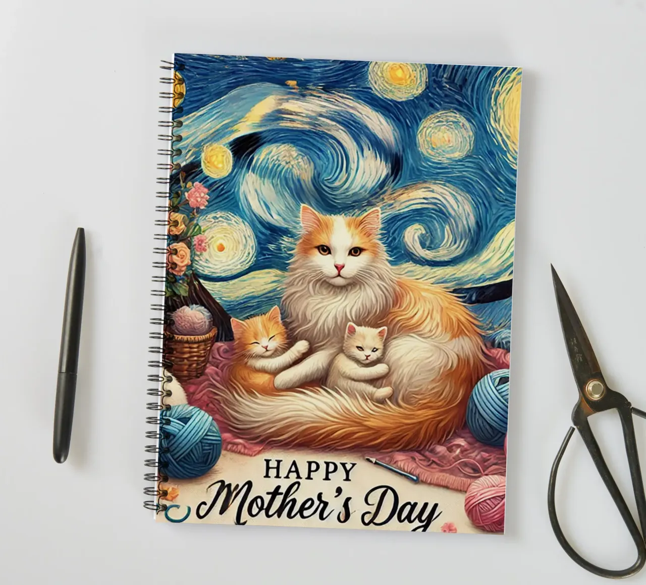 Happy Mother´s Day Kitty Cat Edition spiral notebook by Vintage Van Gogh