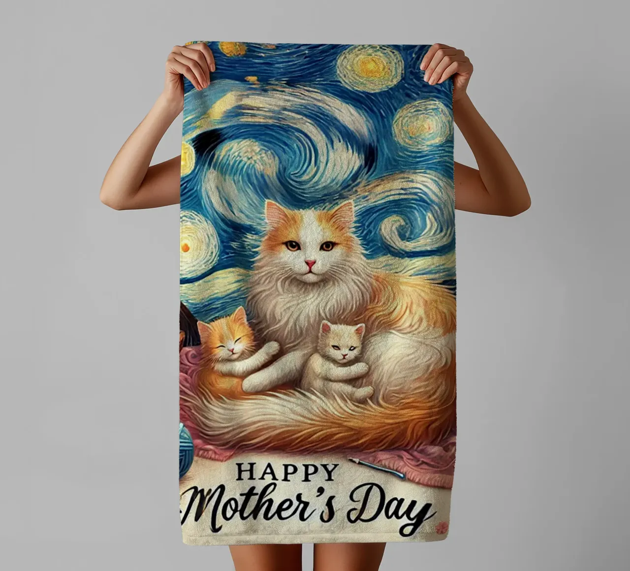 Happy Mother´s Day Kitty Cat Edition asciugamano da bagno da Vintage Van Gogh