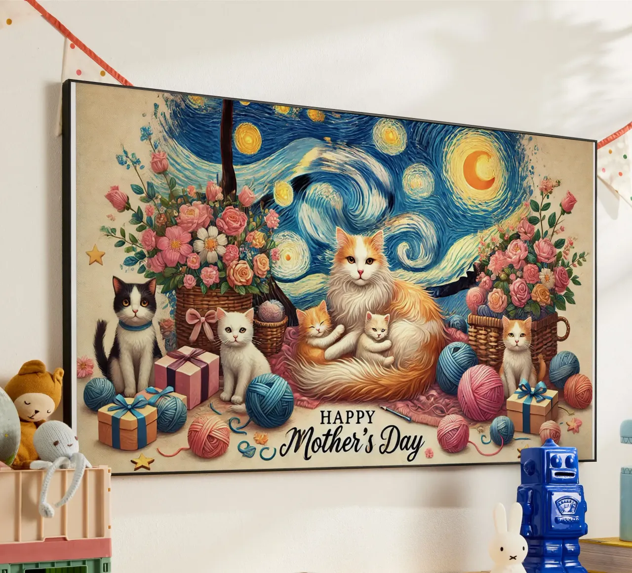 Happy Mother´s Day Kitty Cat Edition alluminio dibond da Vintage Van Gogh