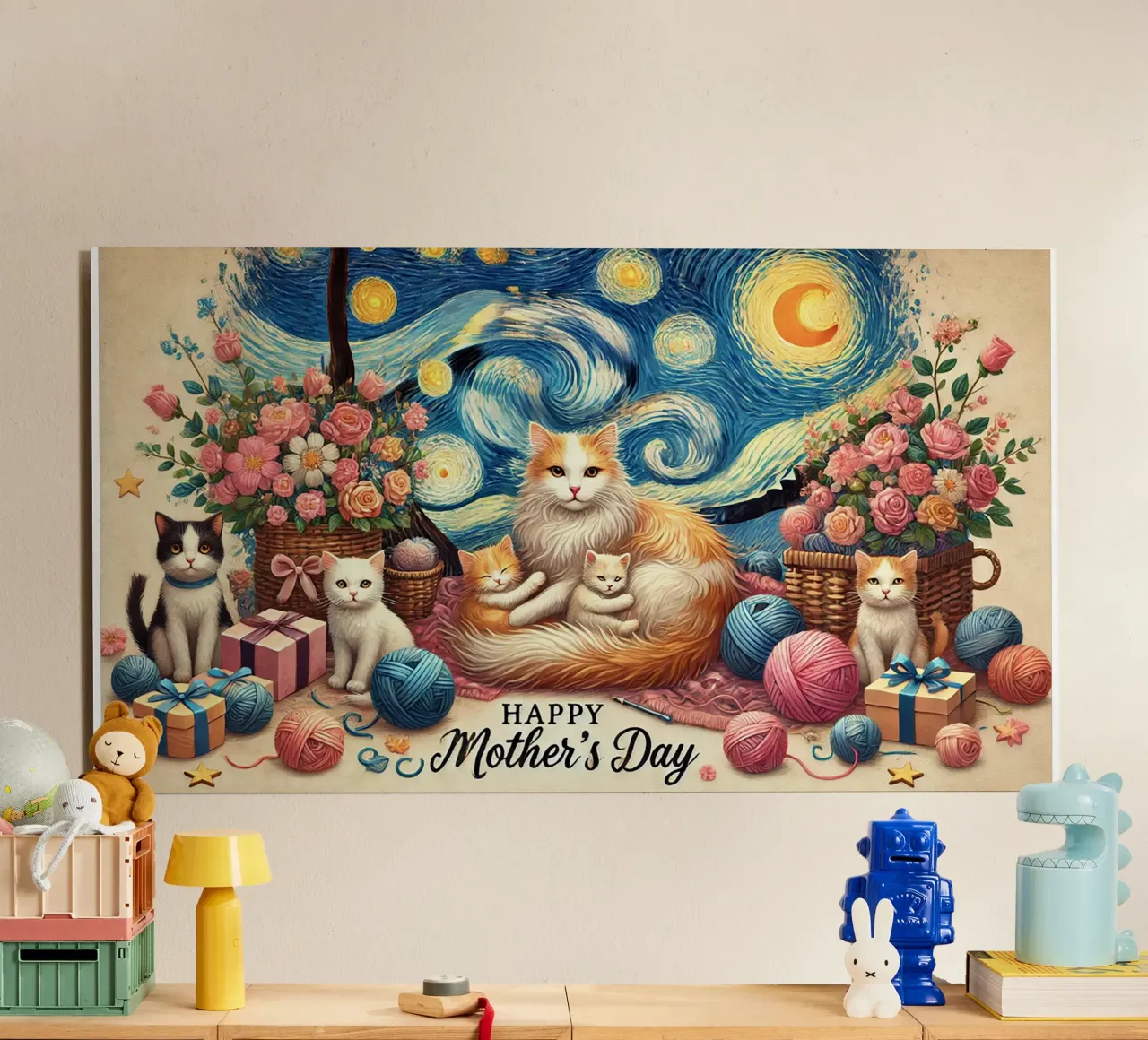 Happy Mother´s Day Kitty Cat Edition alluminio dibond da Vintage Van Gogh