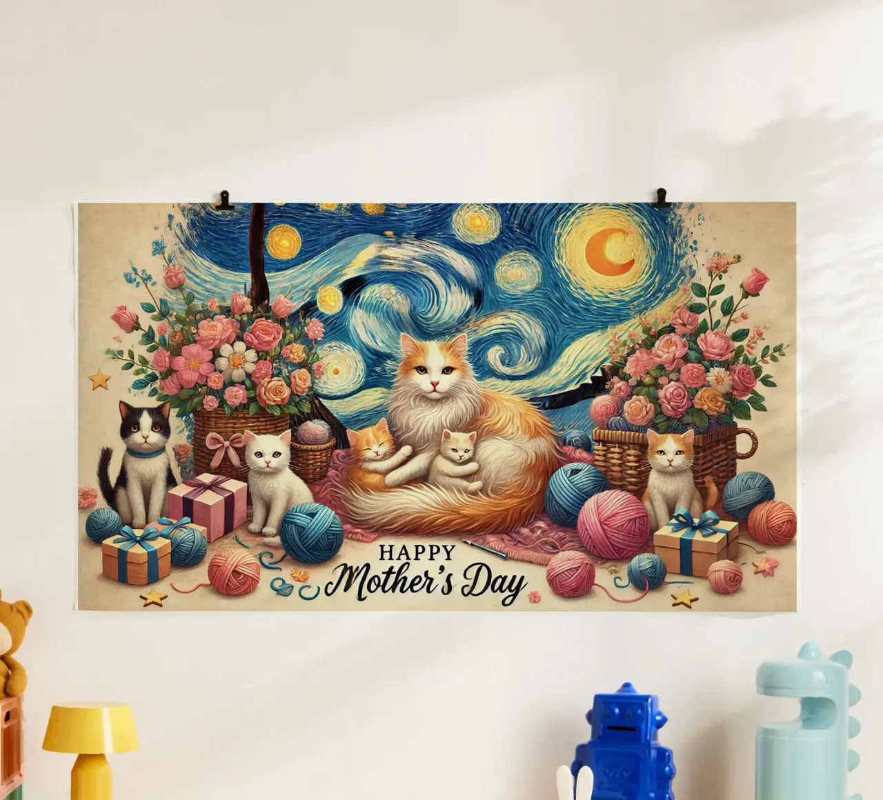 Happy Mother´s Day Kitty Cat Edition carta hahnemühle da Vintage Van Gogh