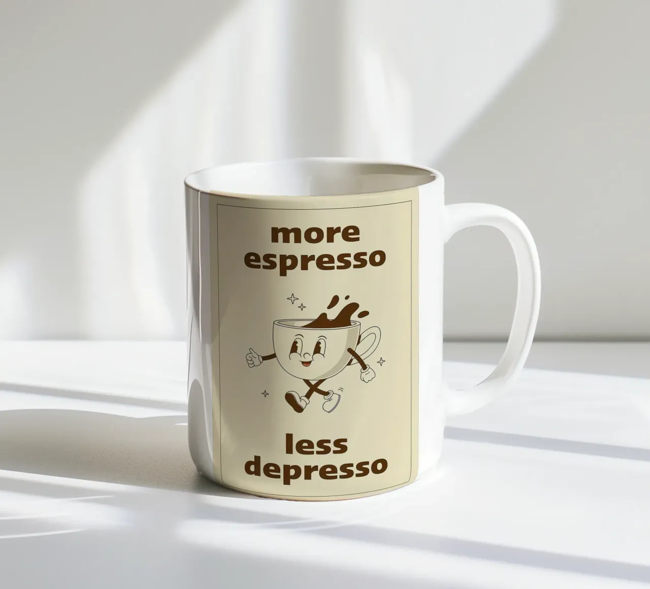More Espresso Less Depresso tazza in ceramica da Mildred Store