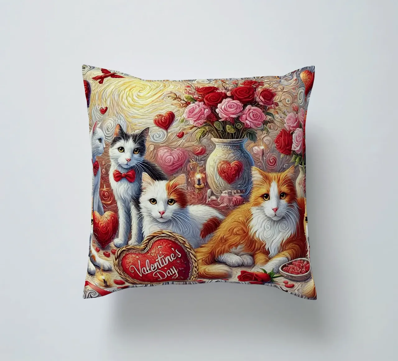 Happy Valentine´s Day Kitty Cat Edition cuscino da Vintage Van Gogh
