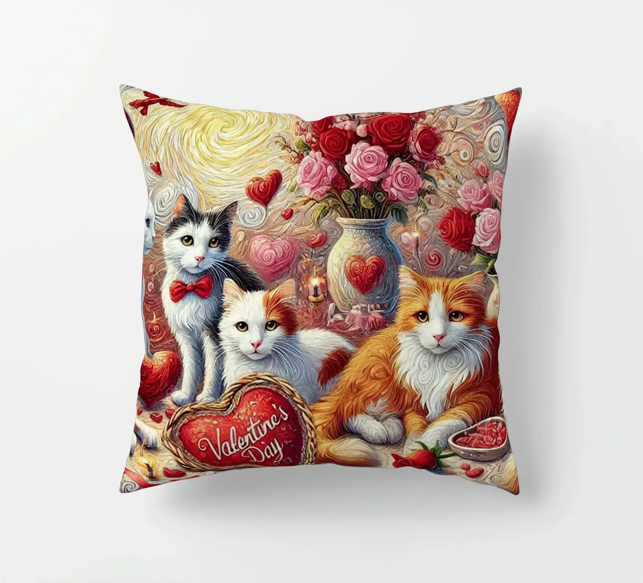 Happy Valentine´s Day Kitty Cat Edition cuscino da Vintage Van Gogh