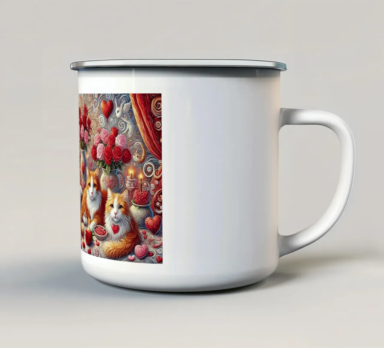 Happy Valentine´s Day Kitty Cat Edition tazza in smalto da Vintage Van Gogh