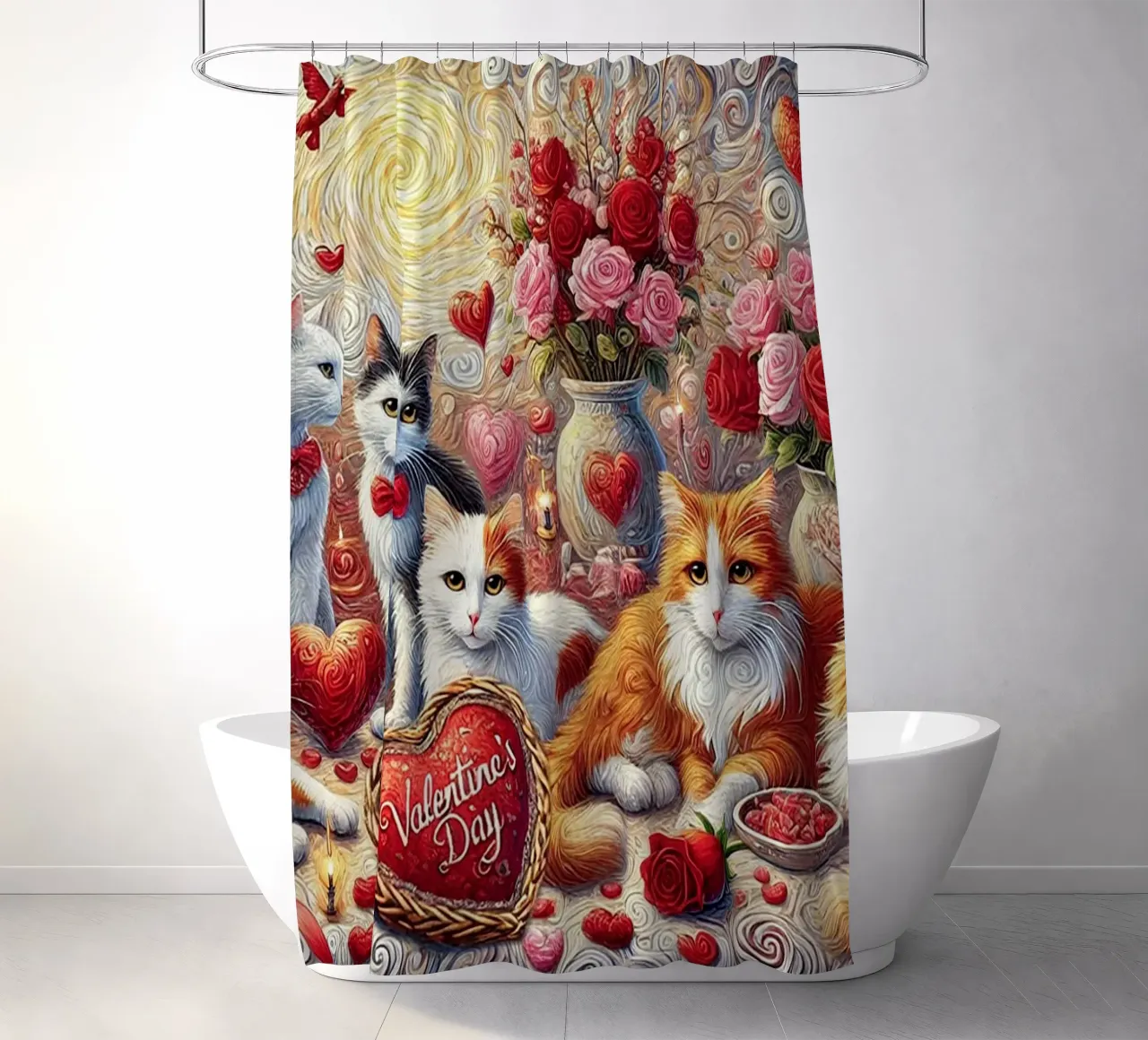 Happy Valentine´s Day Kitty Cat Edition tenda da doccia da Vintage Van Gogh