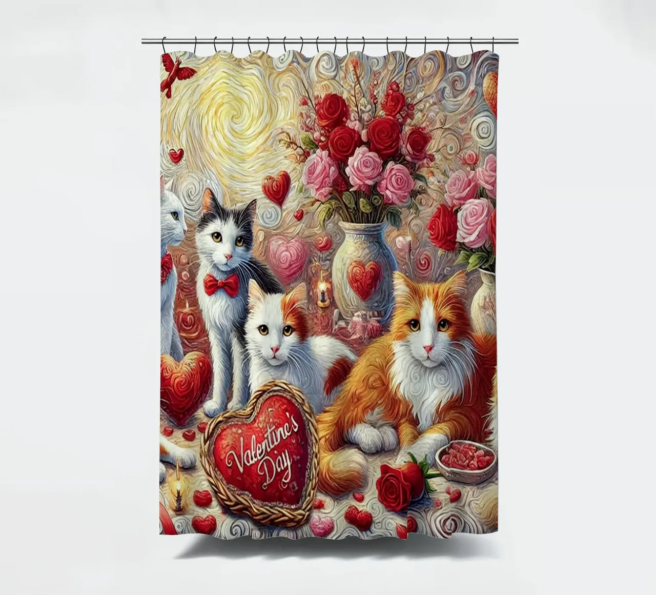 Happy Valentine´s Day Kitty Cat Edition tenda da doccia da Vintage Van Gogh