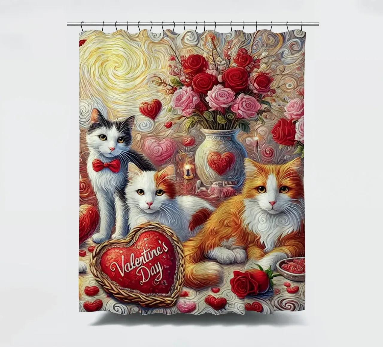 Happy Valentine´s Day Kitty Cat Edition tenda da doccia da Vintage Van Gogh