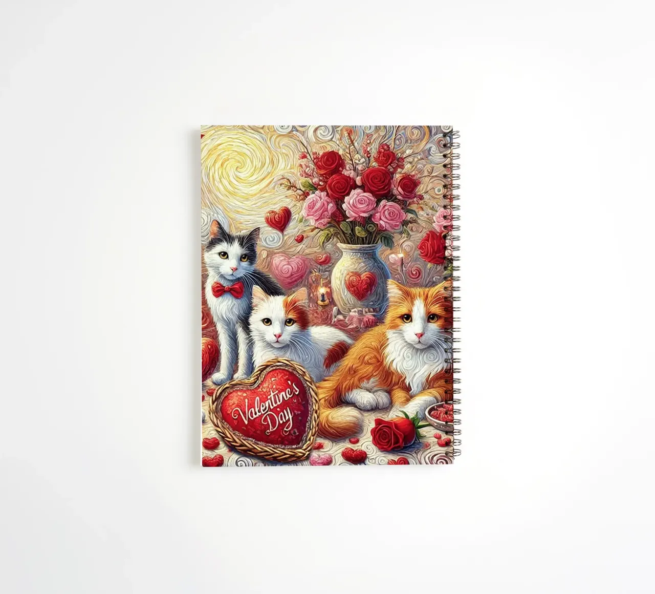 Happy Valentine´s Day Kitty Cat Edition spiral notebook by Vintage Van Gogh