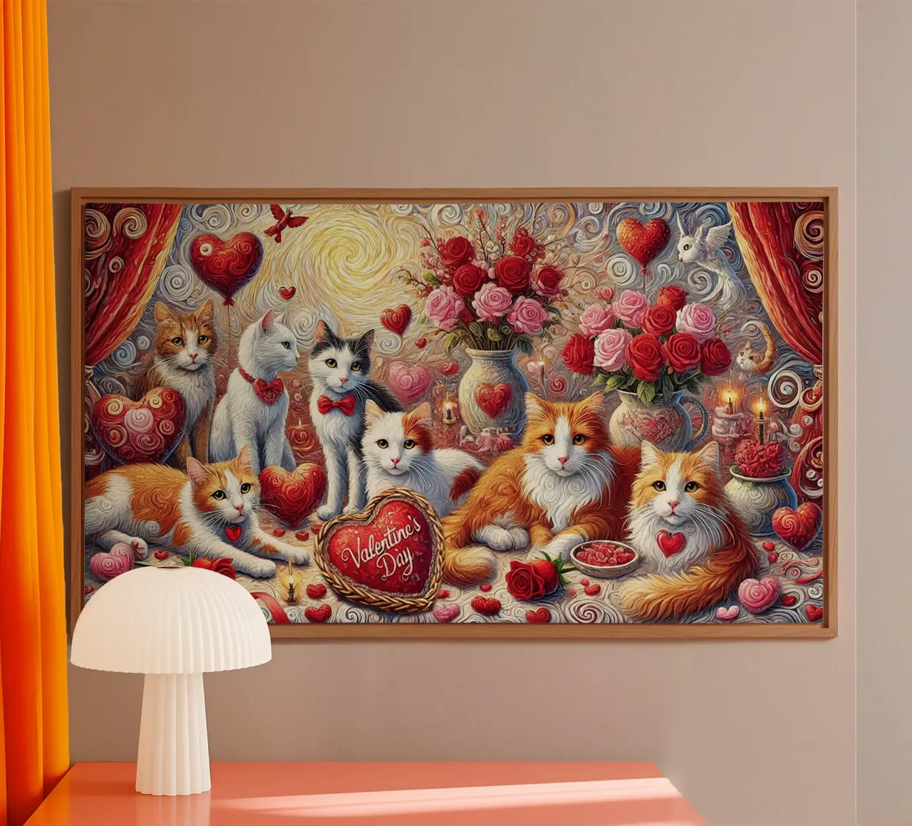 Happy Valentine´s Day Kitty Cat Edition alluminio dibond da Vintage Van Gogh