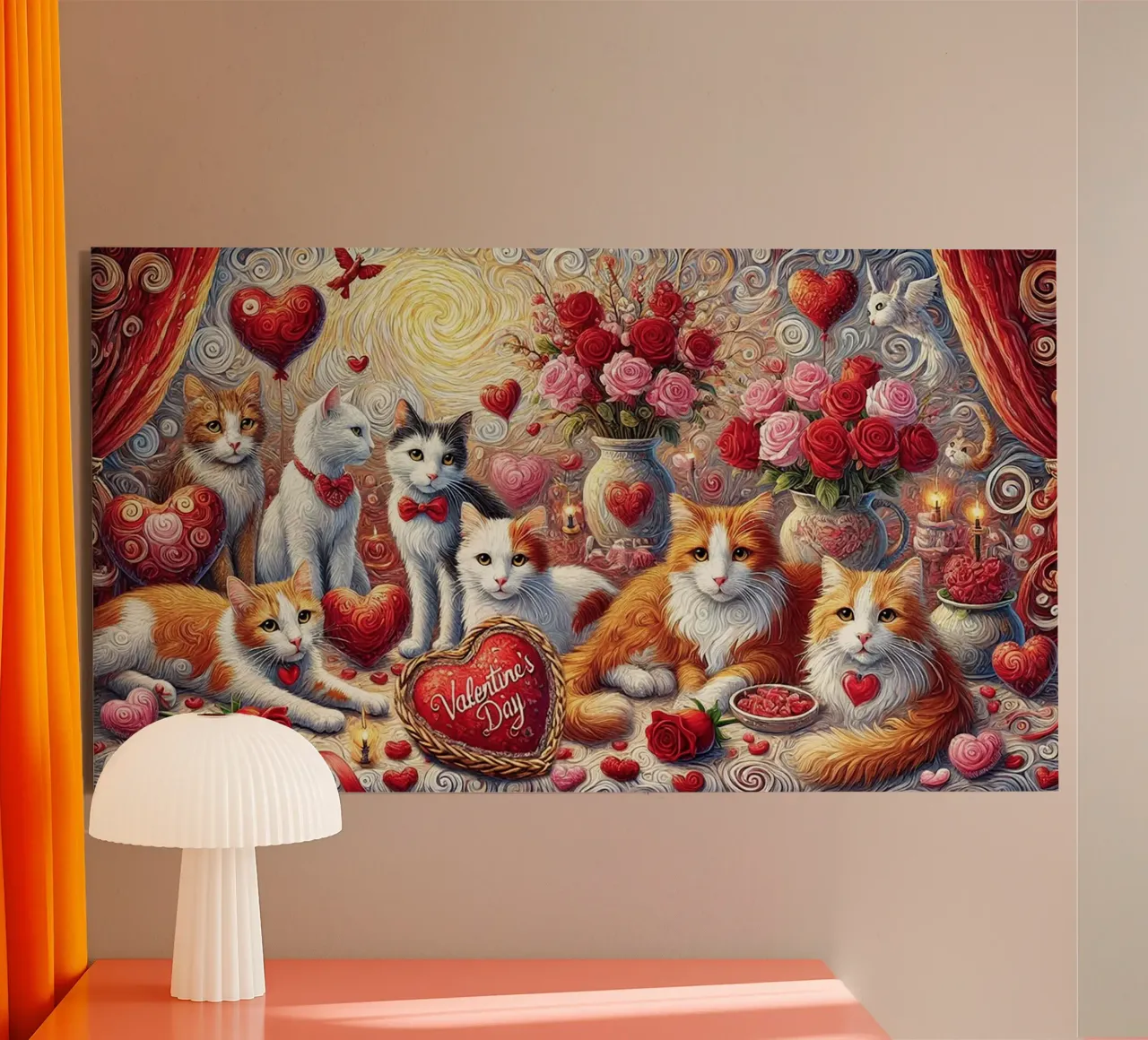 Happy Valentine´s Day Kitty Cat Edition alluminio dibond da Vintage Van Gogh