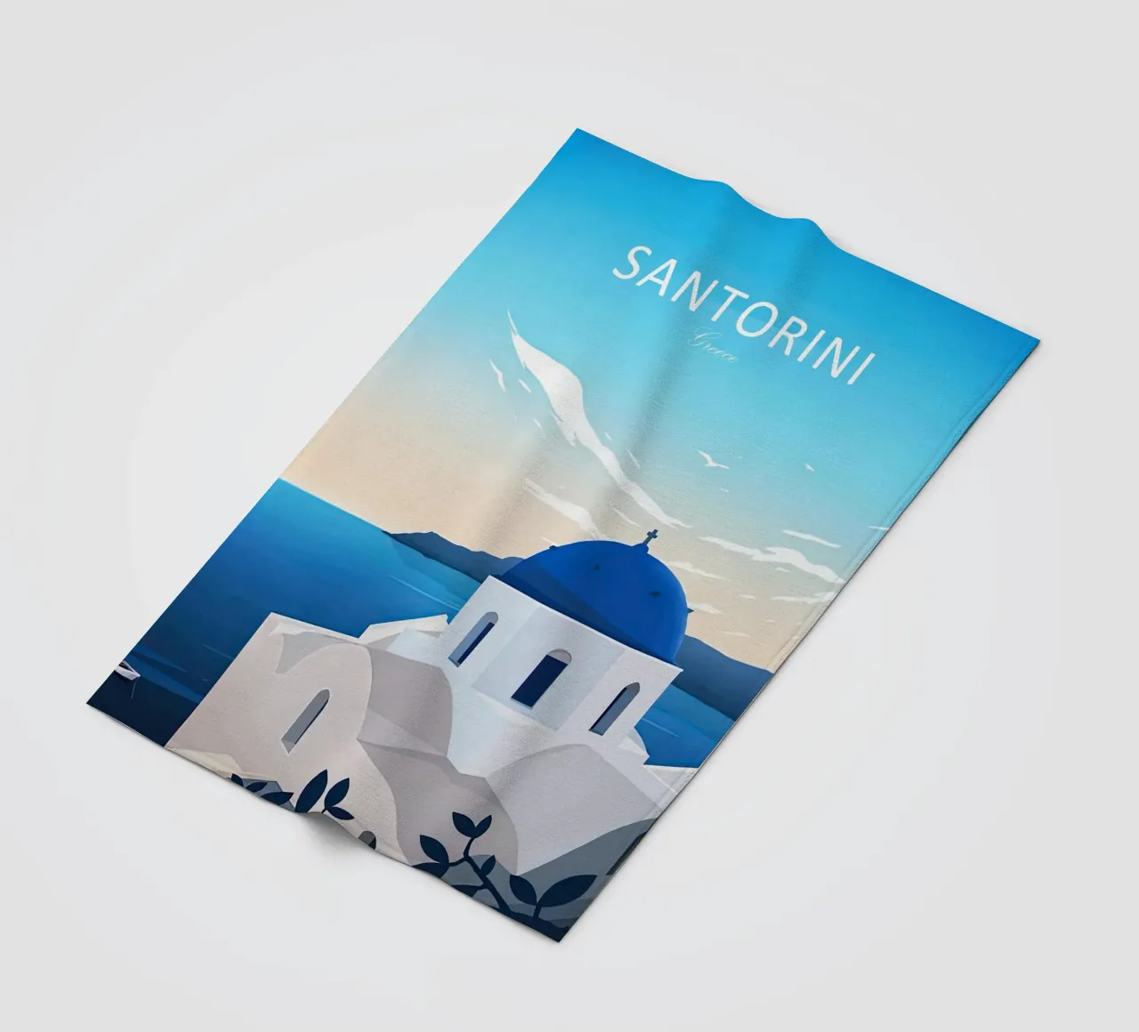 Impression de voyage traditionnelle Santorini - Grèce plaid polaire de Liliestudio
