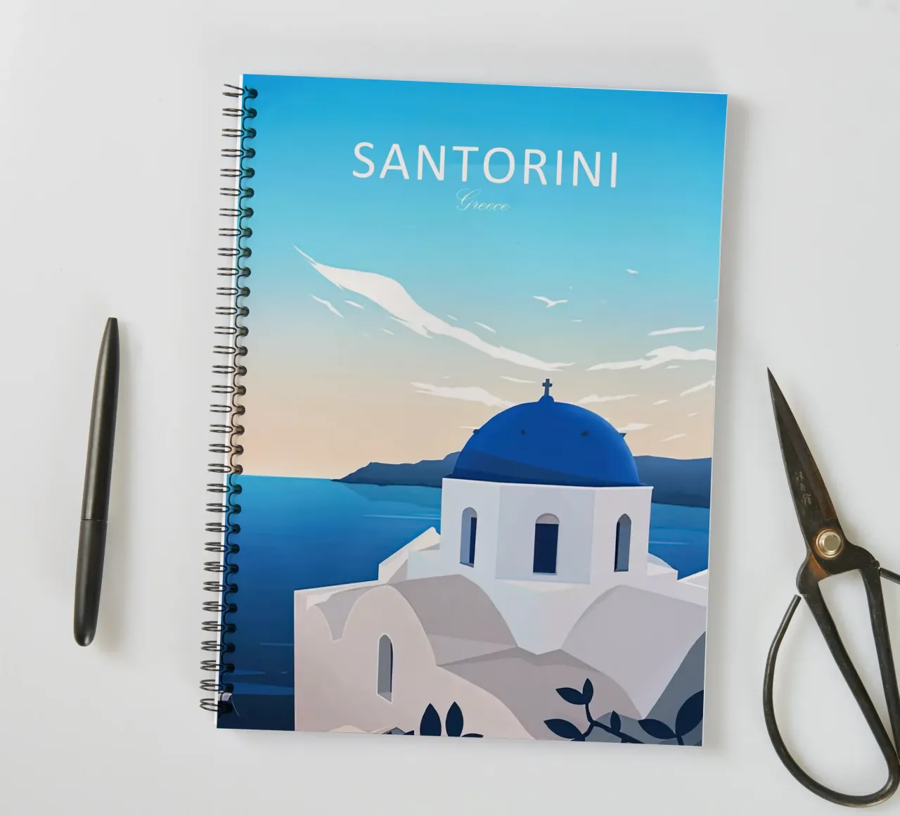 Santorini traditioneller Reisedruck - Griechenland Ringbuch von Liliestudio