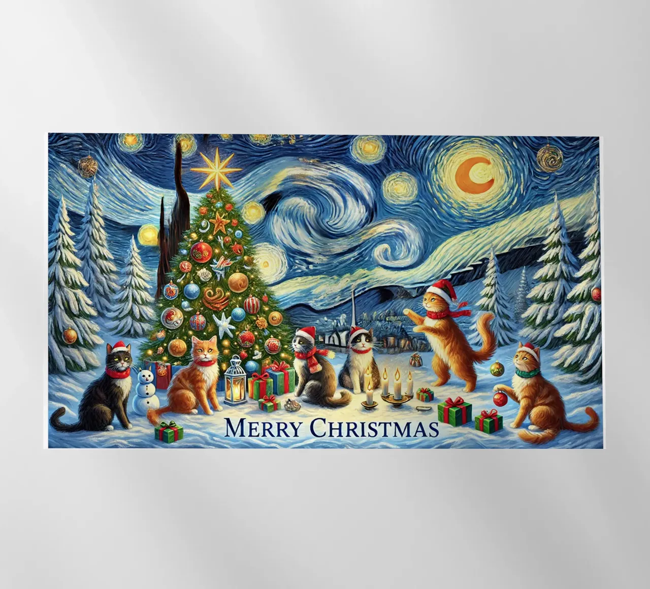 Merry Christmas Kitty Cat Edition pellicola backlit da Vintage Van Gogh