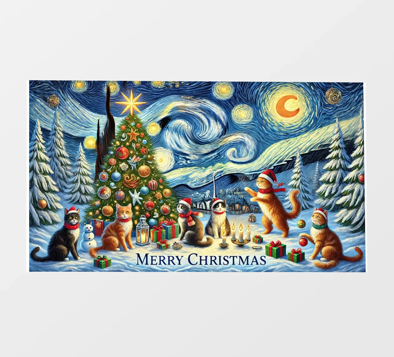 Merry Christmas Kitty Cat Edition pellicola backlit da Vintage Van Gogh