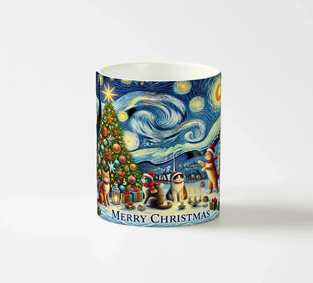 Merry Christmas Kitty Cat Edition tazza in ceramica da Vintage Van Gogh