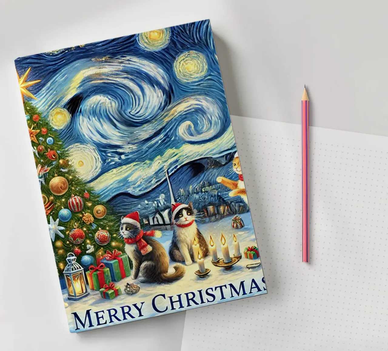Merry Christmas Kitty Cat Edition diario da Vintage Van Gogh