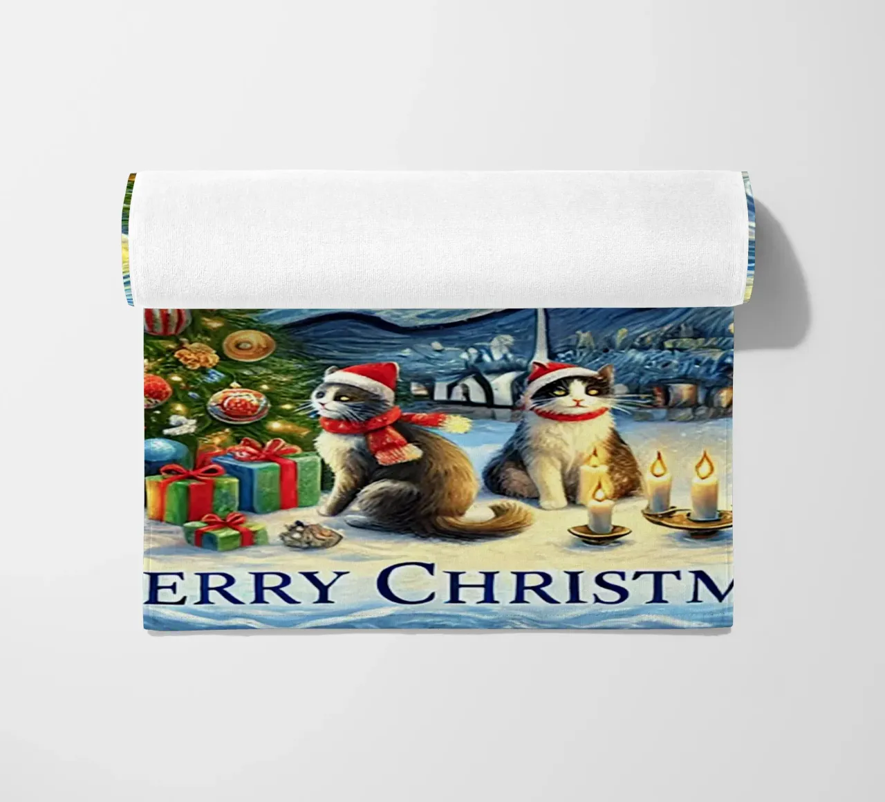 Merry Christmas Kitty Cat Edition telo mare da Vintage Van Gogh